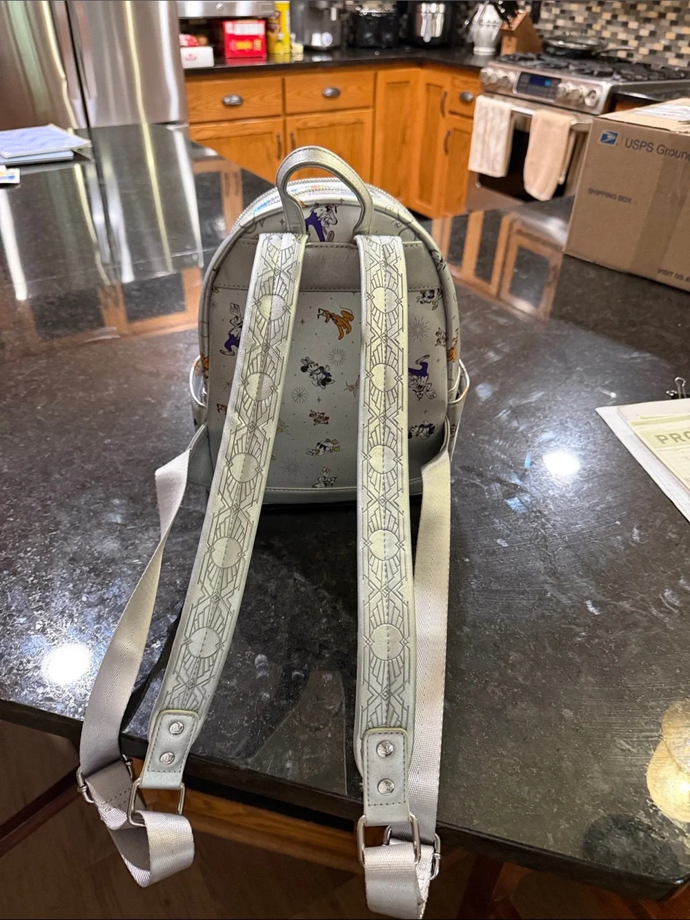 Loungefly Silver Disney 100 Mini Backpack with Character Print